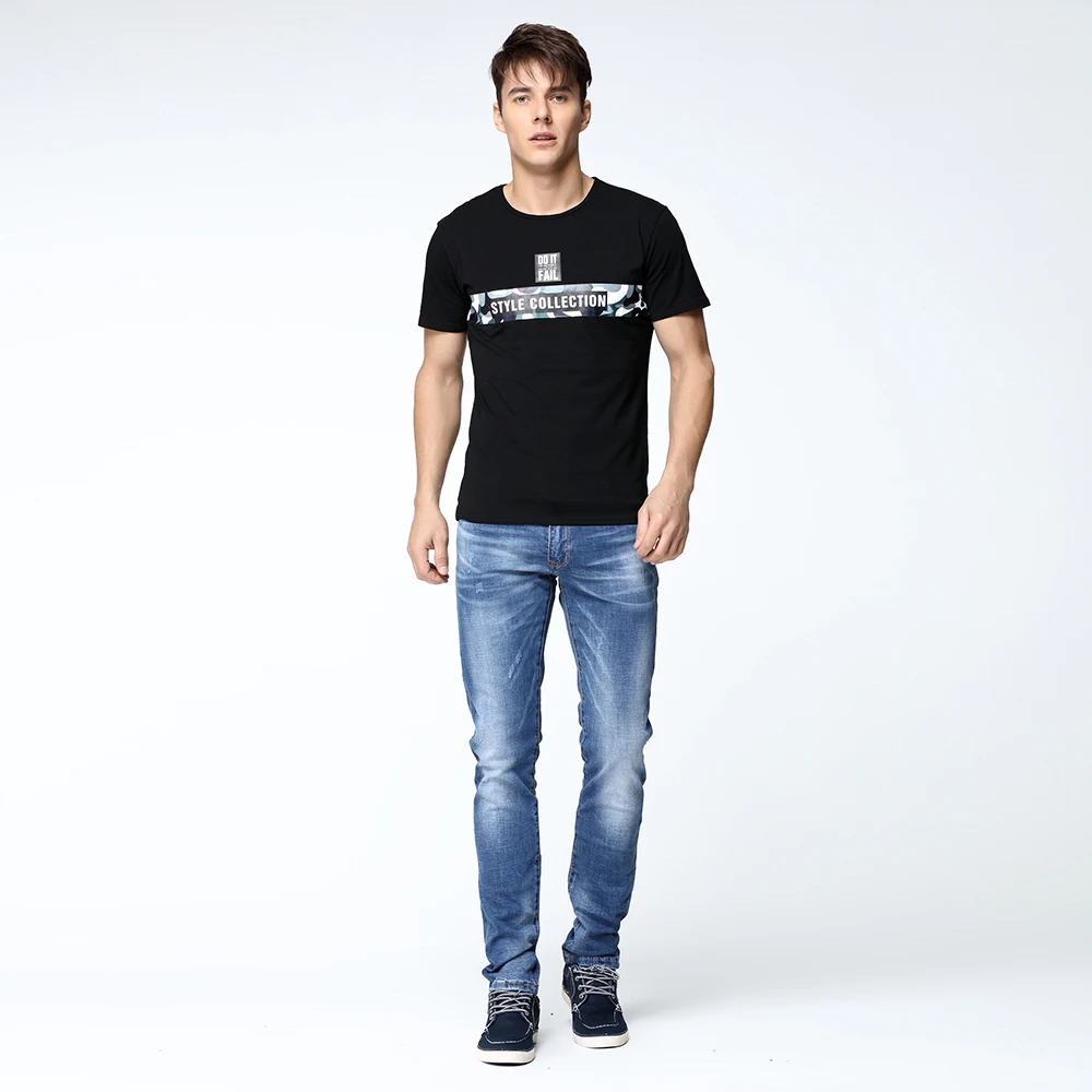 2019 новые летние мужские молодежные Джинсы Стрейчевые эластичные эмблема на