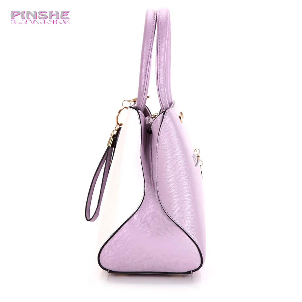 PINSHE 2017 Lady Fashion Bow flowers Stitching Pink Medium Bag Women Shoulder Messenger Bags Leather Handbag Designer | Багаж и сумки