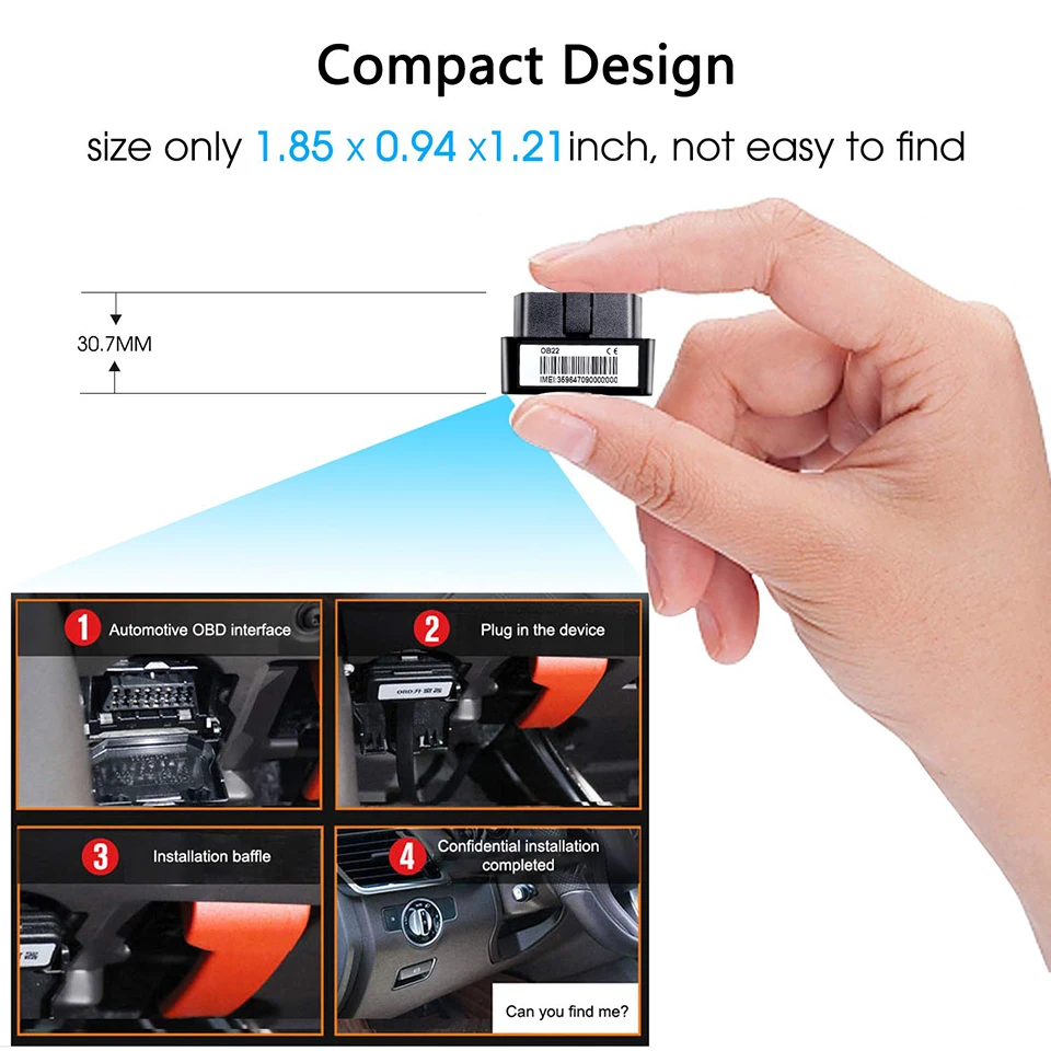 Concox OB22 Plug& Play OBD Автомобильный gps-трекер с gps позиционированием в реальном времени, отслеживающий штекер, сигнализация, несколько сигнализаций, компактный размер