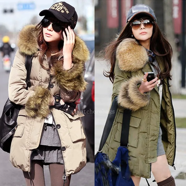 2014 New Arrivla Casual Winter Women's Thicken Hooded Removable Fur Collar Fashion Warm Down Jacket Coat Overcoat F 18 | Женская