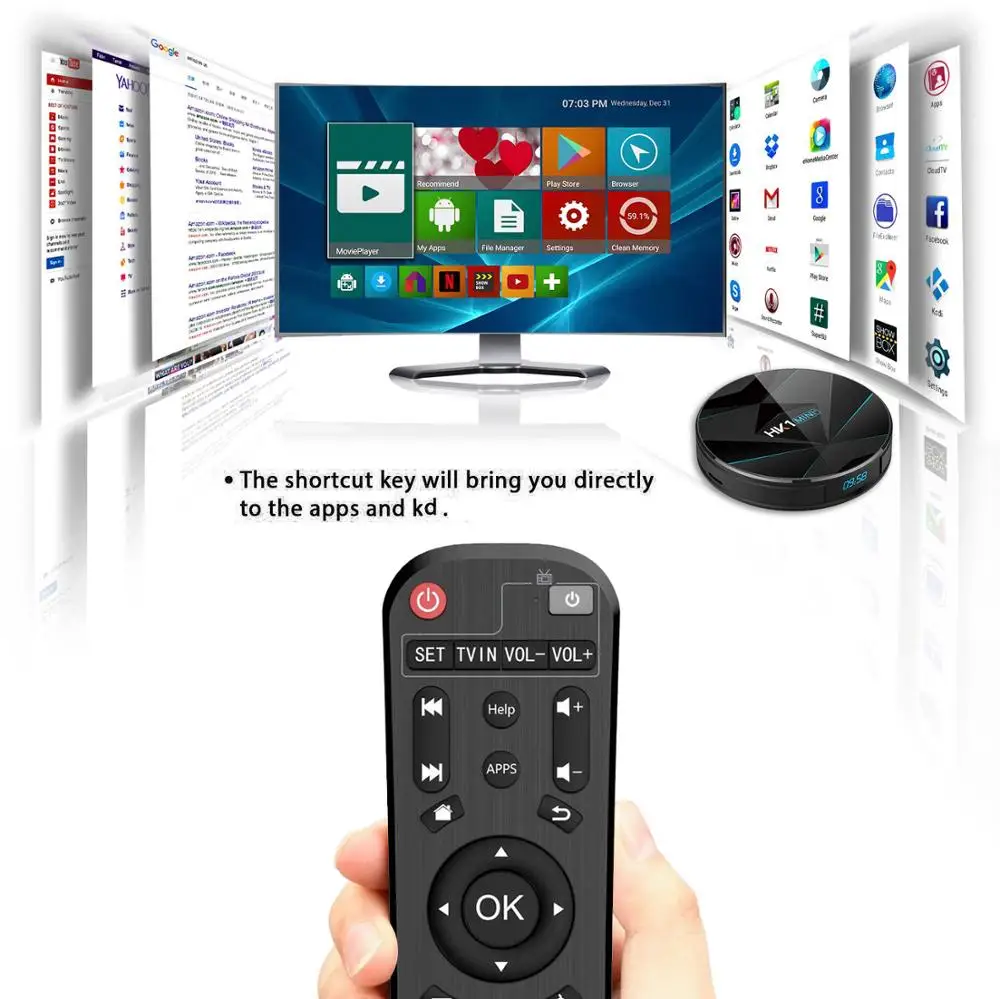 SZILBZ HK1 MINI + RK3318 4 Гб 128 ГБ Android tv Box 9 0 Dual Wifi 4K Smart с светодиодный экраном HK1MINI