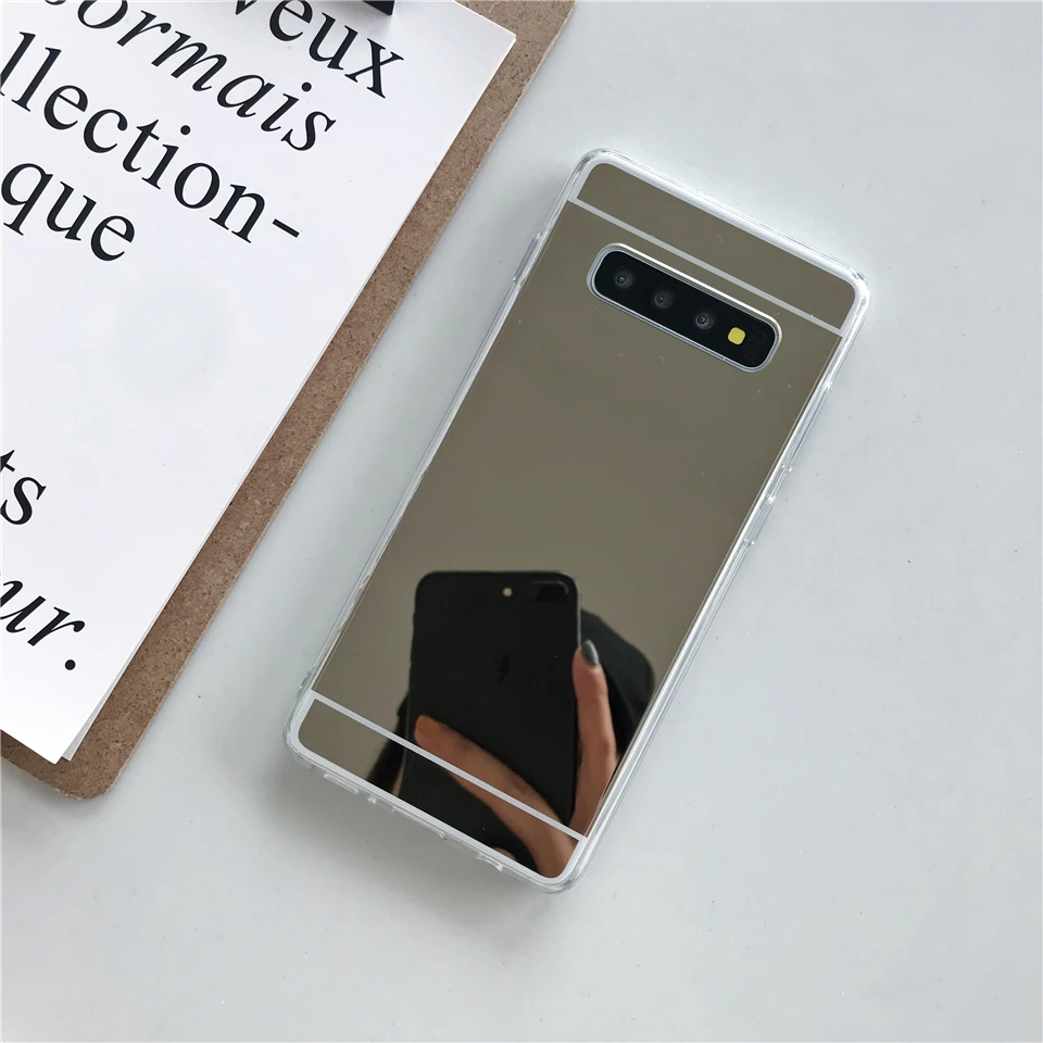 Золотой Зеркало ТПУ чехол для samsung Galaxy A7 S10 плюс S10E S9 Примечание 10 M10 M20 A30 A50 A70S A30S A10S A20S чехол мягкий чехол для мобильного телефона чехол s - Цвет: Золотой