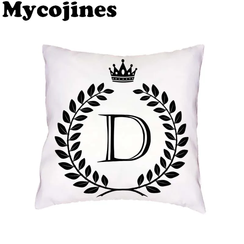 Простой белый чехол для подушки 26 Английских Букв однотонный фон корона дома