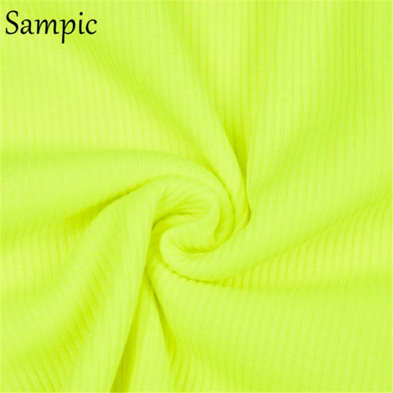 

Sampic sexy woman high waist neon bodysuit top off shoulder summer casual sleeveless halter bodysuit 2019