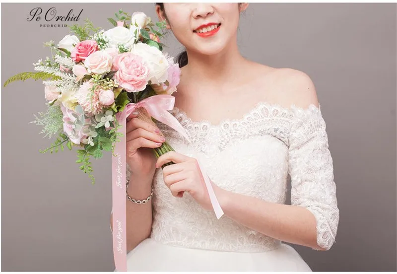 PEORCHID 2019 розовый букет невесты для свадьбы имитация розы свадебный ручной Букет