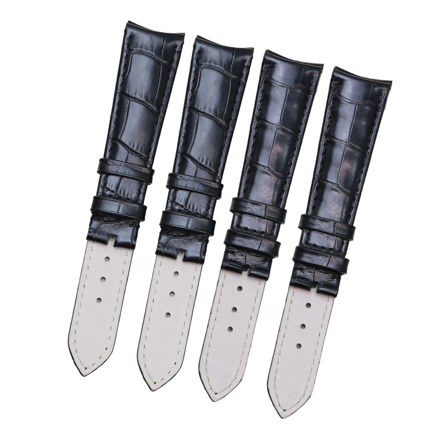 SAUPPO подходит для часов с черной коровой кожей, ремешок для часов из кожи аллигатора, ремешок для часов 20 мм