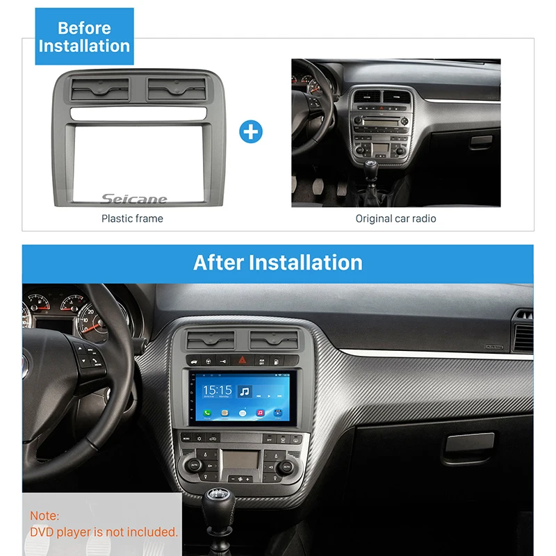 Автомобильный радиоприемник Seicane 2 DIN облицовка Ободка для 2005 2009 FIAT GRAND PUNTO (LHD) OEM