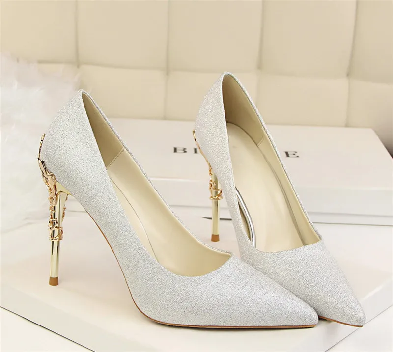 bridal shoes wedding shoes woman gold high heels pointed toe pumps women shoes high heel ladies shoes zapatos de novia
