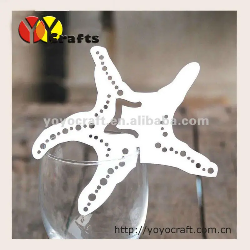 

100pcs Nautical Theme Starfish Name Place Cards for Glass Wedding Party Dinner Free Logo