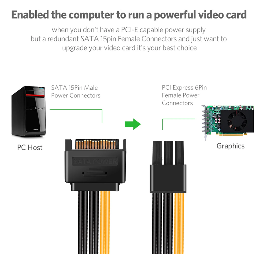 Новый адаптер питания kebidu SATA для 6-контактного кабеля 6P PCI-E PCI Express видеокарта