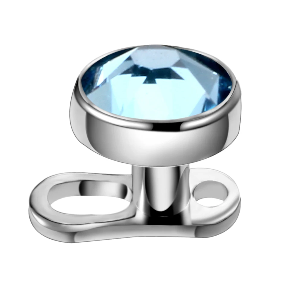 8Pcs/lot Body Piercing Kits G23 Titanium Gem Dermal Anchor Top and Base Steel Dermal Anchor Holding Plier Punches Disposable