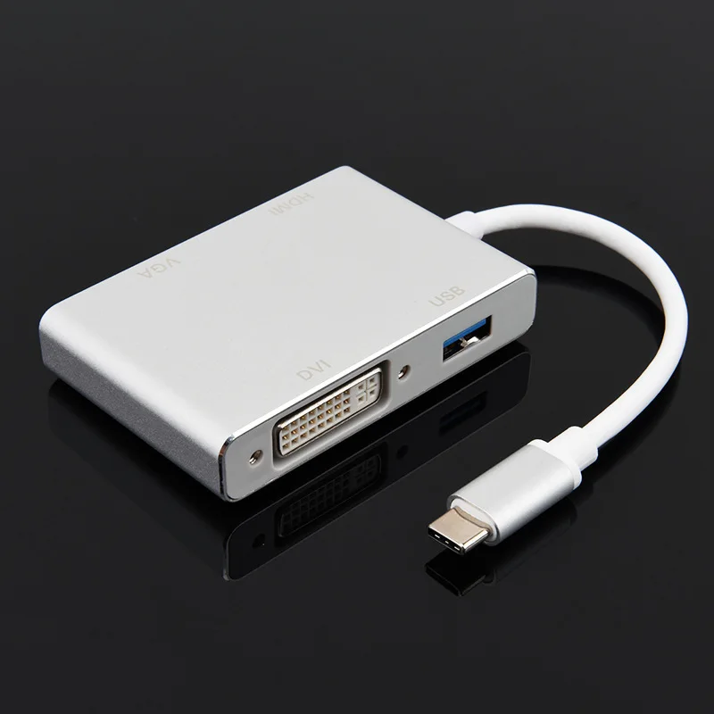 

Кабель-переходник для ноутбука Type-C-HDMI VGA DVI и USB 4 в 1 USB-C3.1