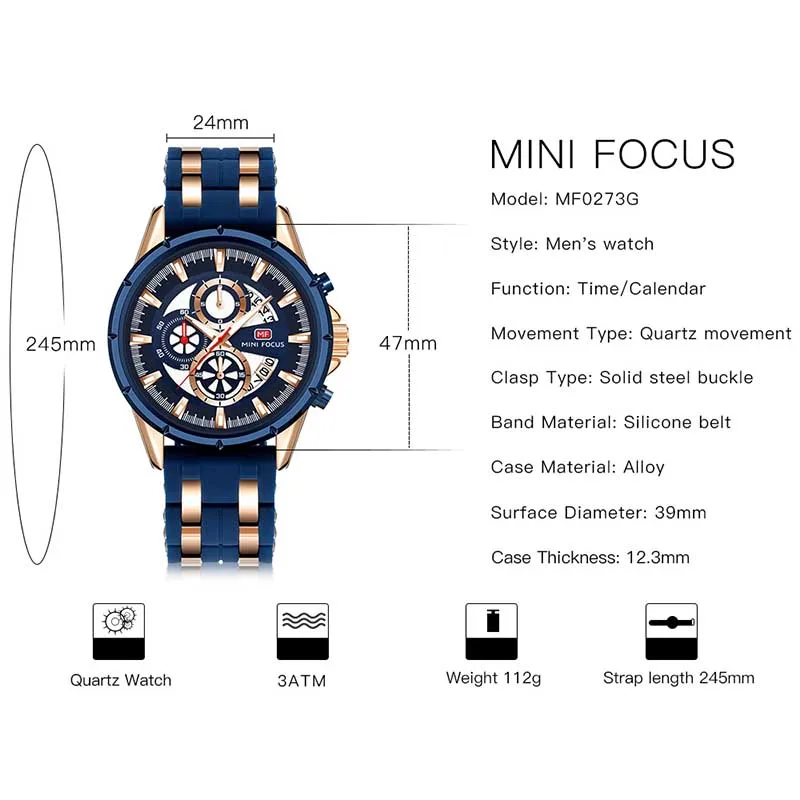 Модные мужские наручные часы MINIFOCUS кварцевые для мужчин люксовый бренд