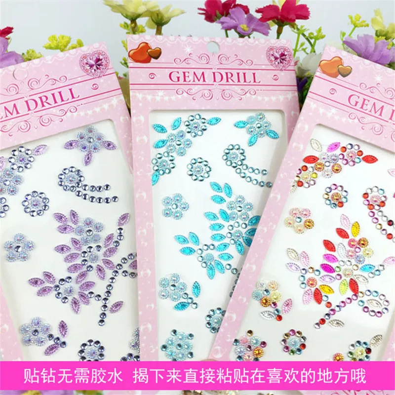 1 шт. акриловые стразы с цветочным узором самоклеящиеся наклейки плоской задней