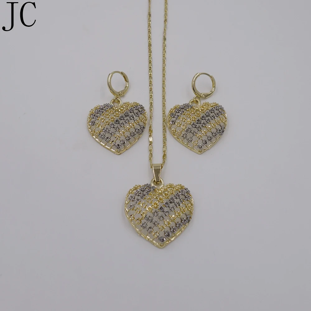 

Women Jewelry Sets Dubai 2016 Unique Design Mix / Plated Two Tone Round Earrings Pendant Necklace
