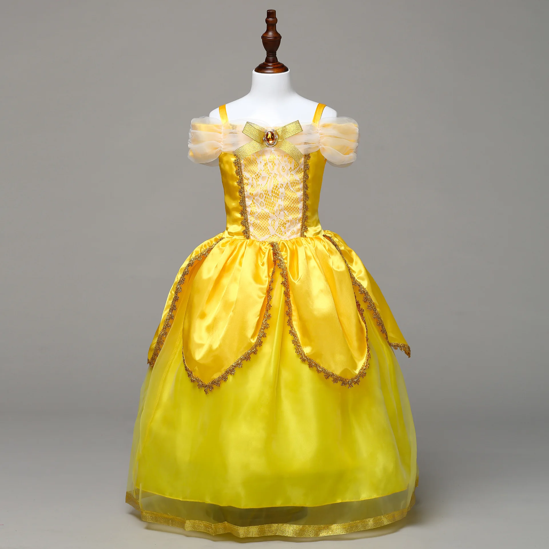 MQATZ/платье принцессы Белль София для девочек детский желтый карнавальный костюм