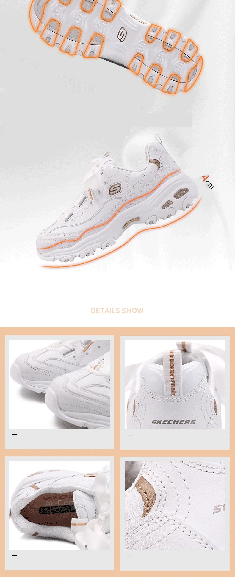 Skechers D'lites/Женская обувь; модная обувь на платформе; цвет розовый; обувь низкого покроя; женские кроссовки; chaussure femme; обувь на не сужающемся книзу массивном каблуке; 11976-LTPK