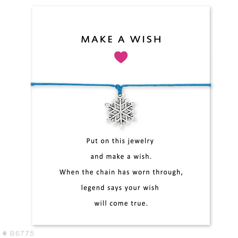 Make a Wish эффектные Браслеты Крест Снежинка якорь Висячие регулируемые браслеты и