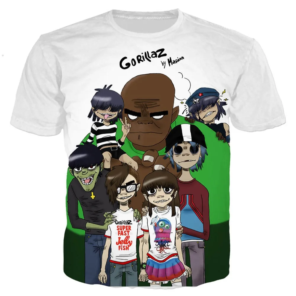 Футболки с музыкальной группой Gorillaz для мужчин и женщин кавайная женская
