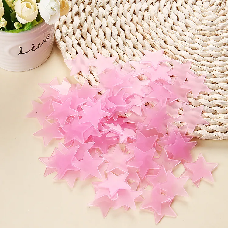 Free shipping 100sets 100pcs/set 3cm Star Wall Stickers 3D Plastic Fluorescent Paster Glowing In The Dark For Baby Room wen6009 | Дом и сад