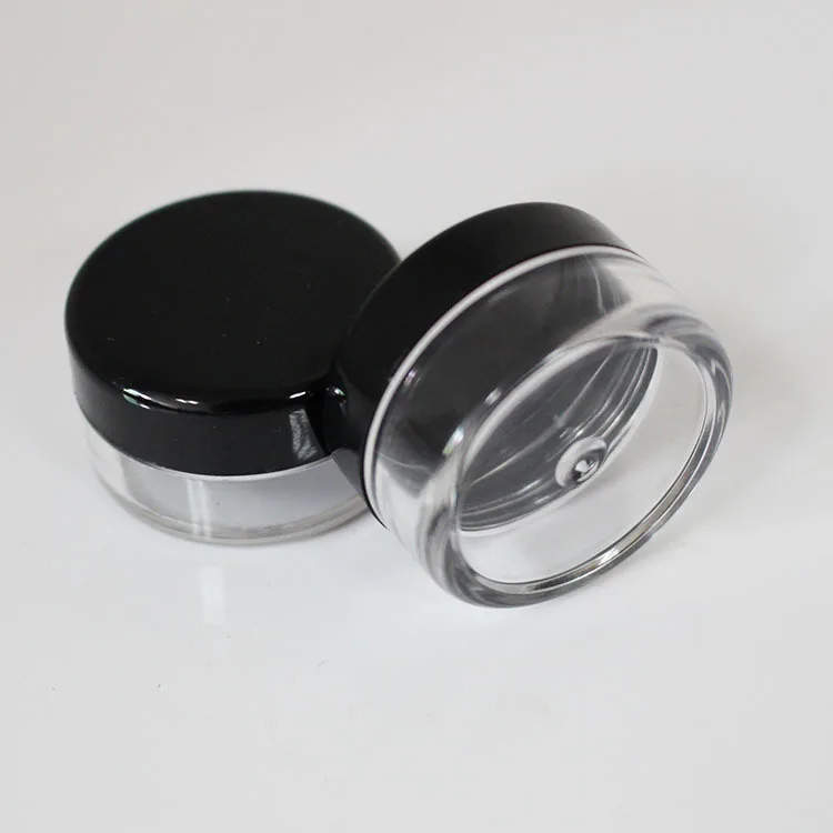 

50pcs 5g Black lid Cream Jar plastic bottle, Empty Plastic Cosmetic Container, clear jar, Small Sample Makeup Sub-bottling