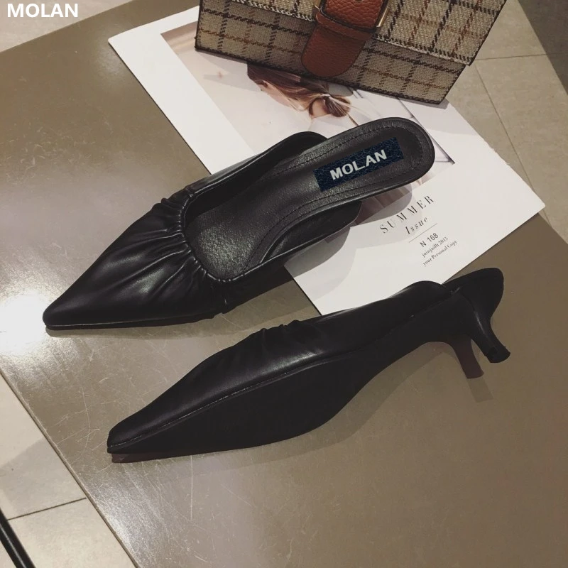 Женские Плиссированные туфли MOLAN брендовые дизайнерские Элегантные кожаные с