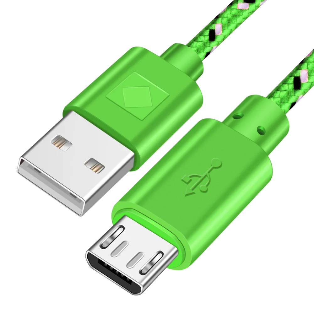 Green Олаф Micro USB кабель 1 м 2 м 3 м нейлоновый плетеный кабель для быстрой зарядки для samsung S7 Xiaomi LG huawei Tablet Android USB зарядное устройство Шнур - Цвет: Green