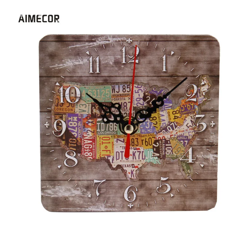 Aimecor 12 см Дерево AA Батарея старинные деревянные настенные часы квадратный Reloj де