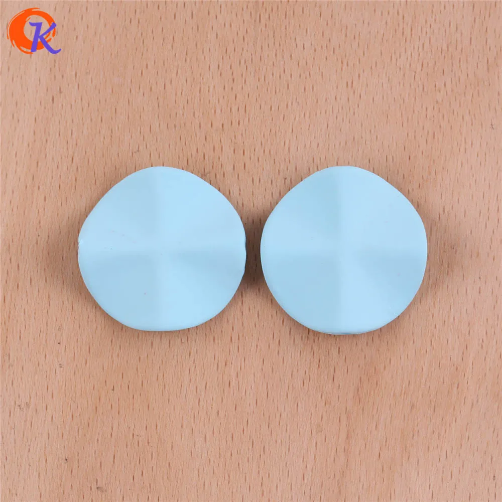 Cordial Design 26mm 100Pcs Jewelry Accessories/Acrylic Beads/Wave Flower Shape/Hand Made/Rubber Effect Beads/Earring Findings - Color: Light Blue