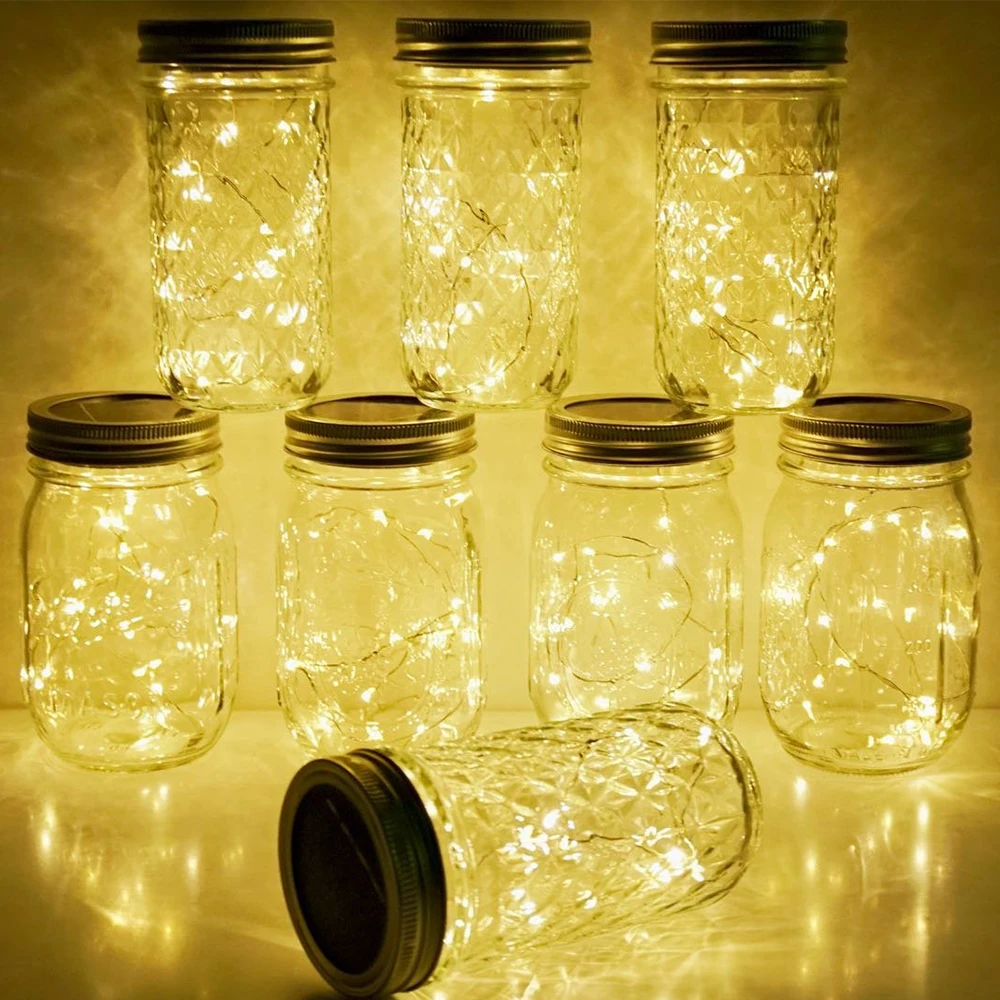 2M 20 LED Fairy Light Waterproof Solar Powered String Garland For Mason Jar Lid Insert Color Changing Garden Decoration | Лампы и