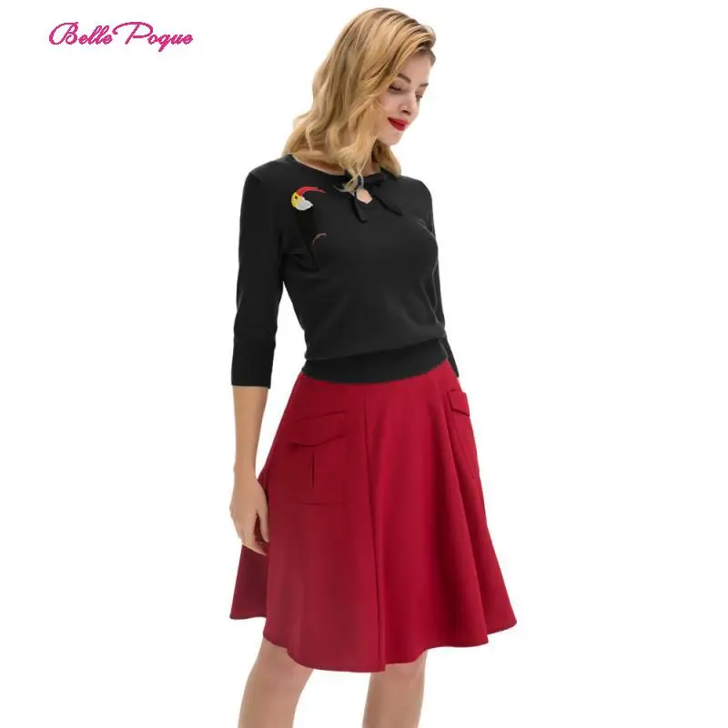 Женский свитер Belle Poque винтажный пуловер в ретро стиле с рукавом 3/4 и вырезом