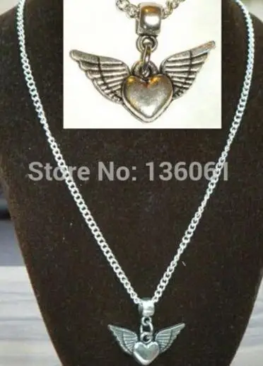 Винтажное изделие из серебра Панк Сердце ожерелье Сова Птица Бумага самолет
