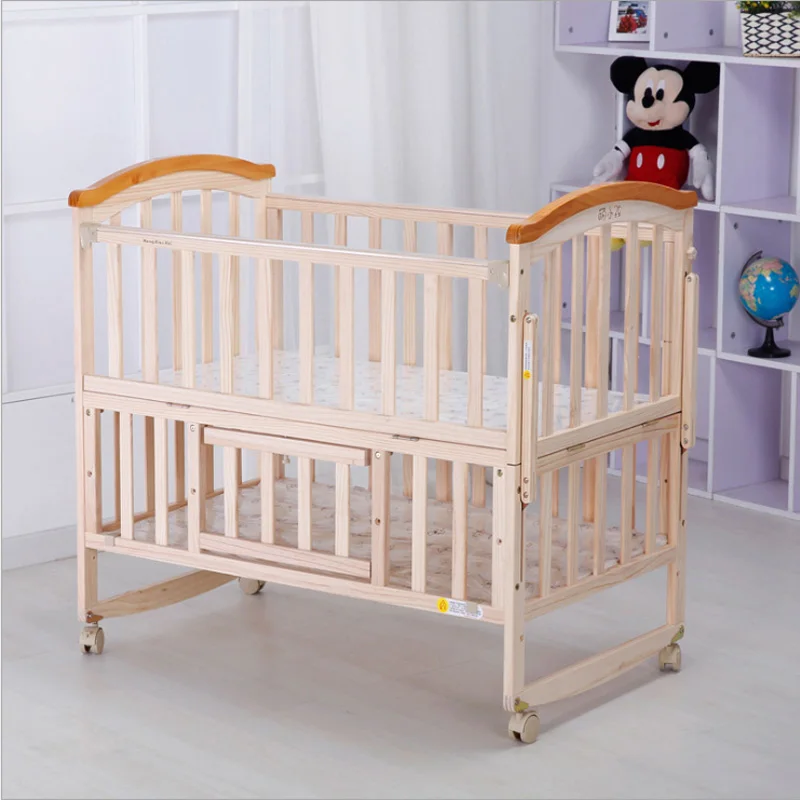 Детская кровать для детей 0-6 лет, детская кровать из цельного дерева, многофункциональная детская кроватка, можно удлинять детскую кроватку