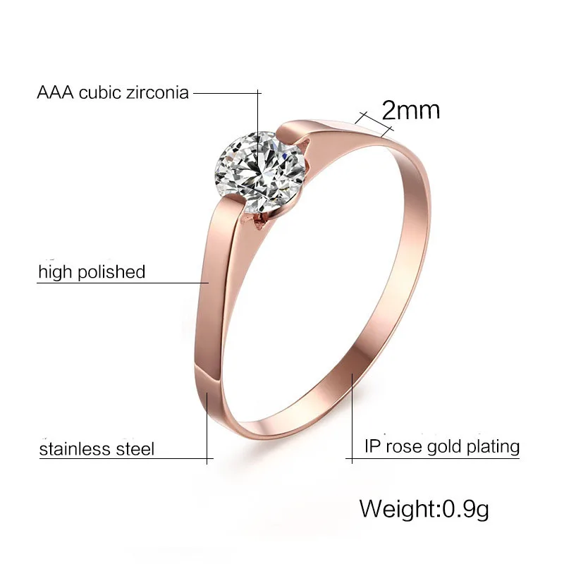 Женское кольцо из нержавеющей стали RE Luxury Shine 2 мм обручальные кольца