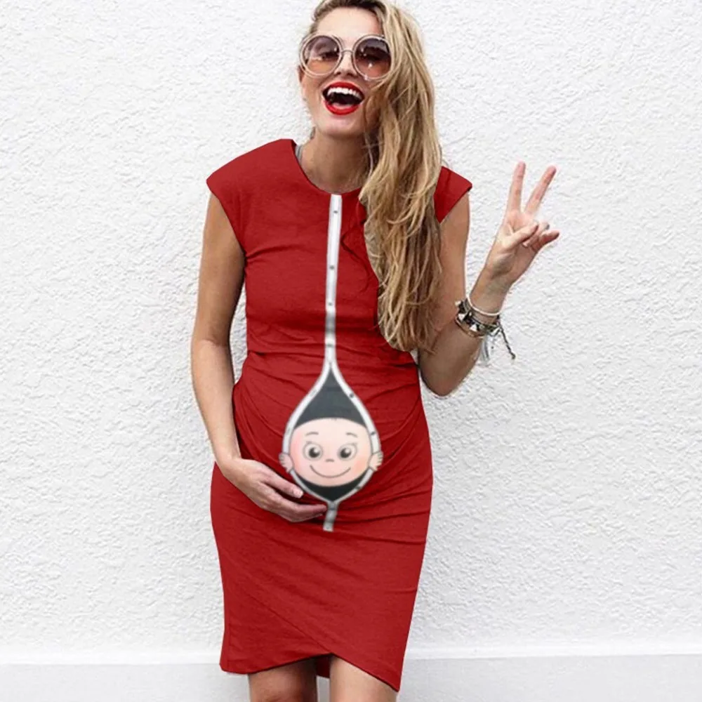 Vetement Femme 2019 Одежда для беременных Хлопковое платье платья с коротким рукавом