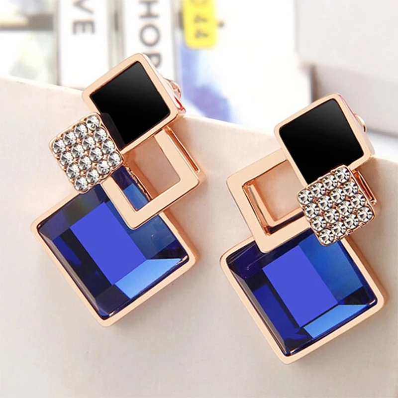 Горячие модные девушка геометрическая серьги кулон женщина синий заявление