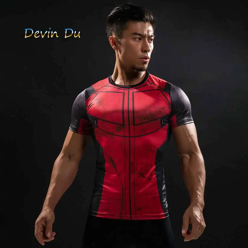 Забавная футболка Дэдпула футболки с 3D принтом Мужская одежда для фитнеса