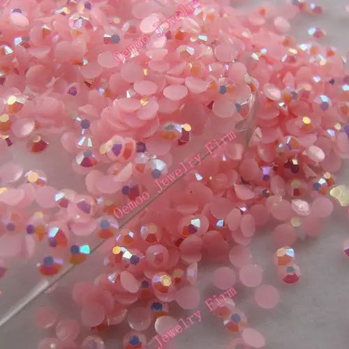 Pink AB 2mm,3mm,4mm Nail Art Resin Jelly Rhinestone Round Flatback For DIY Nail Art Accessories