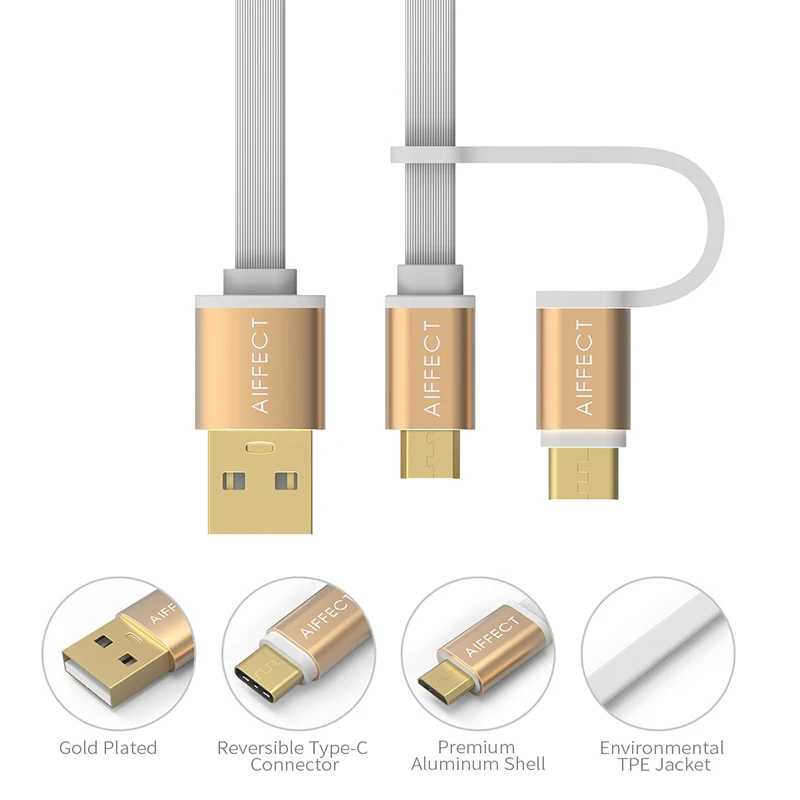 AIFFECT 2 в 1 Micro USB кабель типа C к QC 3 0 для Android зарядное устройство конвертер usb