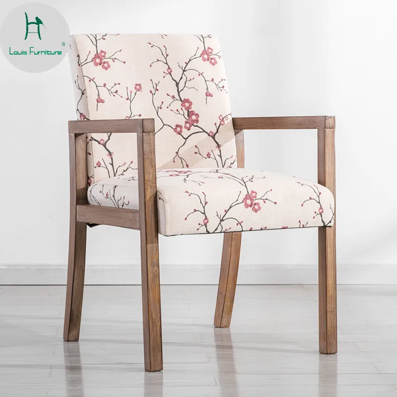

Louis Fashion Solid Wood Dining Single Adult Modern Simplified American Nordic Chair Dining Room Backrest Leisure Stool