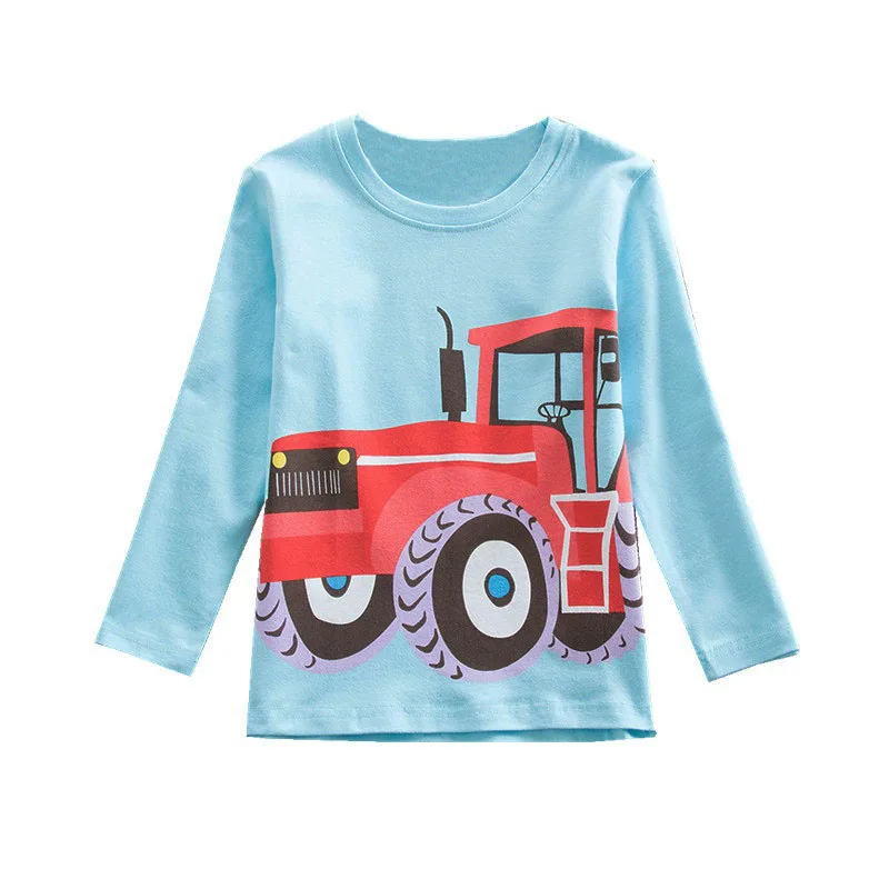 long tractor V-TREE, новинка года, модные весенние Рубашки для маленьких девочек Футболка с рисунком для мальчиков и девочек Детские футболки с длинными рукавами Детская рубашка топы для девочек - Цвет: long tractor