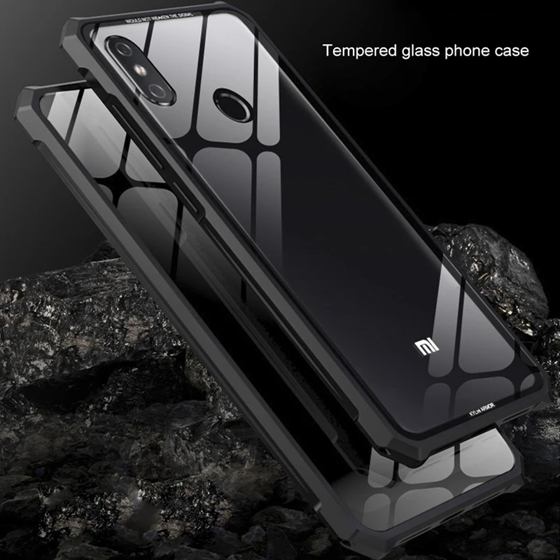 Закаленное Стекло для Xiaomi Mi 8 чехол роскошные назад металлический каркас Броня
