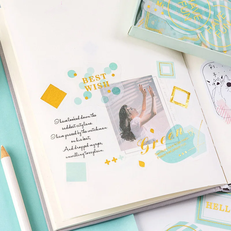 45 шт. милые бронзовые канцелярские наклейки каваи с надписью бумажные для детей