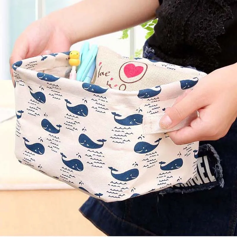 Домашний Ящик для хранения органайзер одежды из хлопка и льна складной офисный