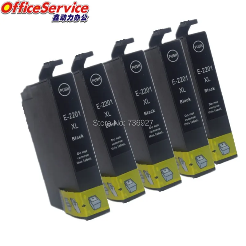 5 Black Label T2201 220 совместимый чернильный картридж для принтера Epson WF 2630 2650 2660 XP 320 420 324