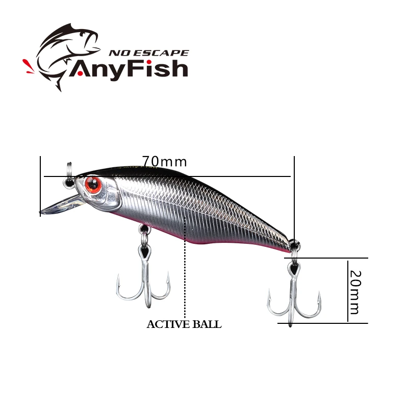 ANYFISH RV SHAD 70F-SR Рыболовная Приманка 7 см 9 3 г жесткая приманка с 2 рыболовными