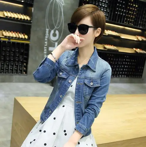 Women Autumn Summer Denim Short Jacket Vintage Streetwear Coat 2020 Female Jeans Blue Long Sleeve Pockets Jackets Outwear | Женская