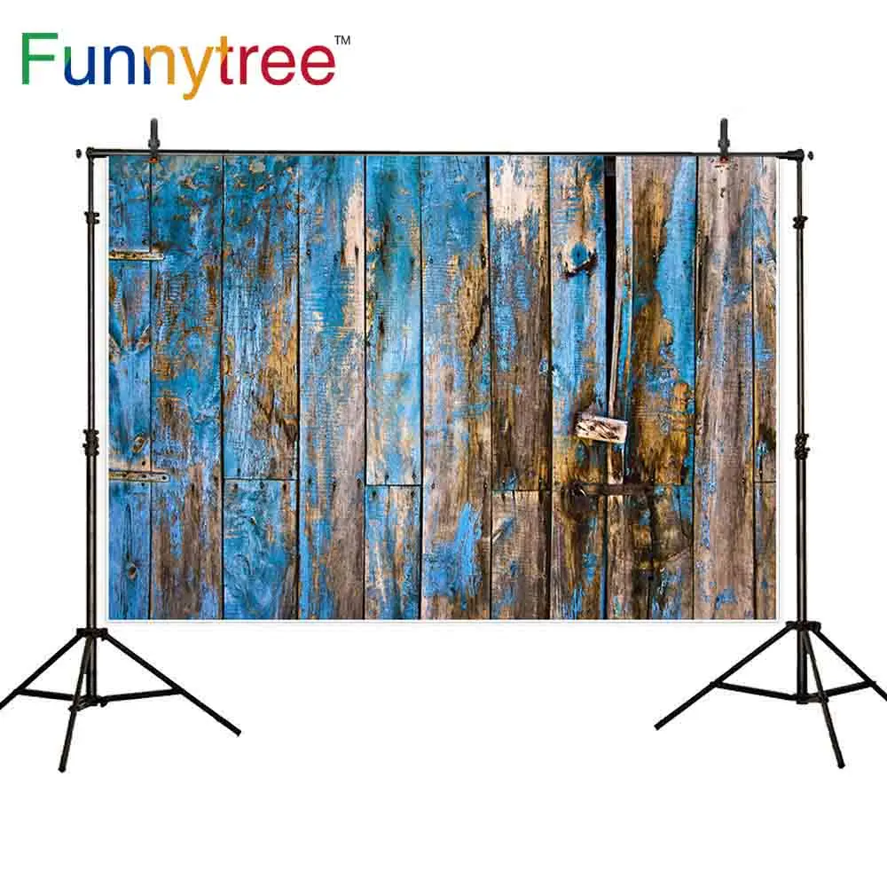 Фотофон Funnytree с изображением голубого винтажного выветрившегося деревянного