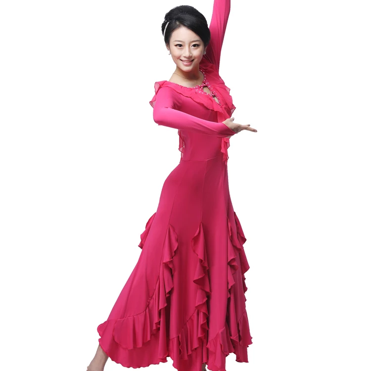 

Ballroom Dress plus size Viennese standard ballroom tango costumes pink yellow red blue with rhinestone