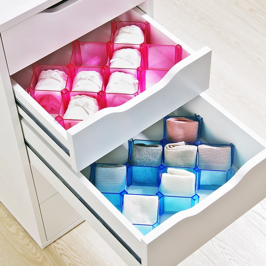 6PCS/Set Plastic Partition Honeycomb Drawer Organizers Dividers for Underwear Socks Bras Ties Belts Scarves Cabinet Clapboard | Дом и сад